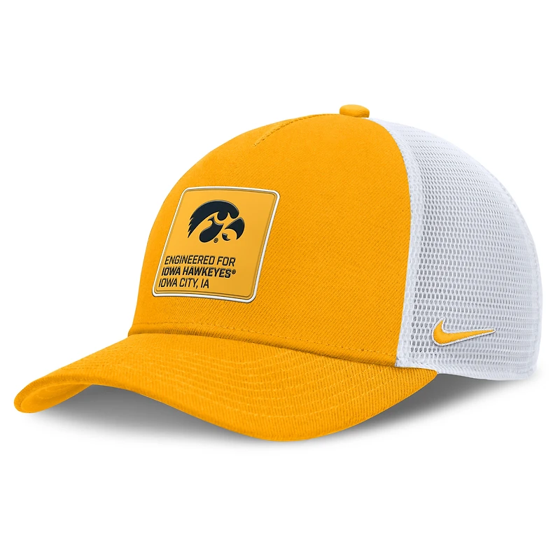 Men's Nike Gold/White Iowa Hawkeyes 2025 On-Field Rise Engineered Trucker Adjustable Hat