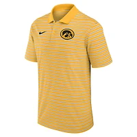Polo Nike Dri-FIT rayé Primetime Victory pour homme, couleur or/blanc, Iowa Hawkeyes