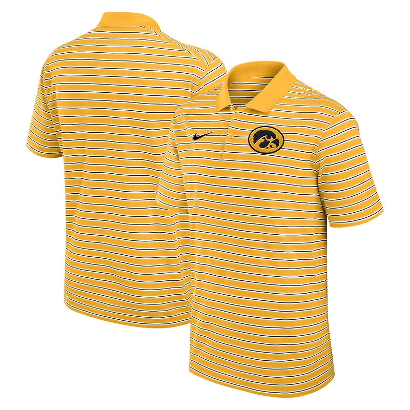 Polo Nike Dri-FIT rayé Primetime Victory pour homme, couleur or/blanc, Iowa Hawkeyes
