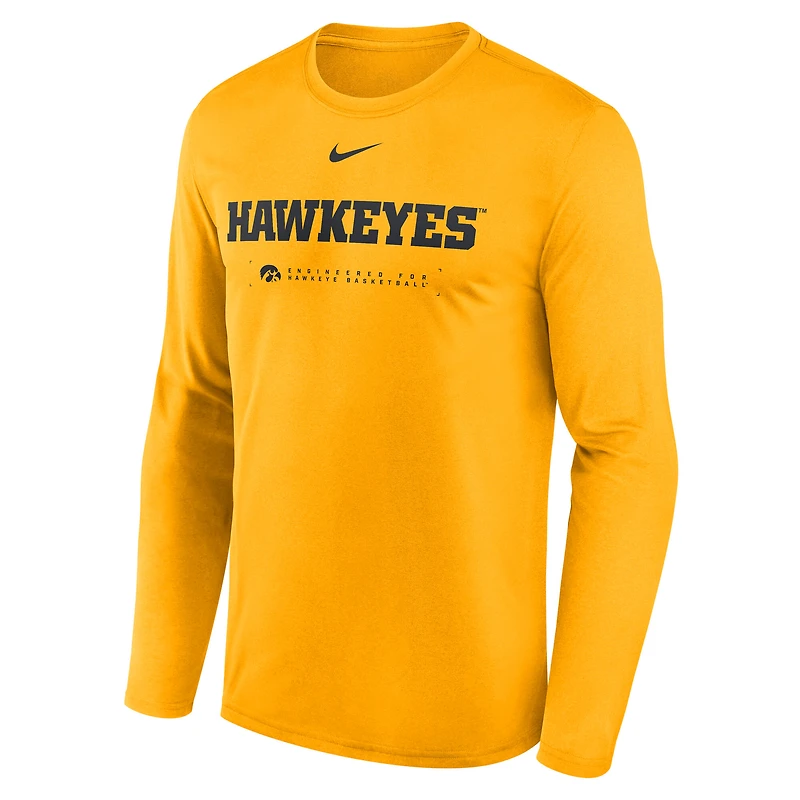 T-shirt à manches longues Nike Gold Iowa Hawkeyes 2025 Courtside Basketball Shootaround Legend Dri-FIT pour homme