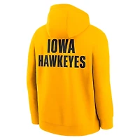Men's Nike Gold Iowa Hawkeyes Basketball Two-Hit Club Fleece Pullover Hoodie