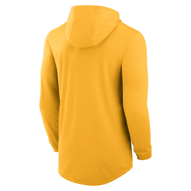 T-shirt à capuche manches longues Nike Gold Iowa Hawkeyes Classic Arch Tri-Blend Performance pour homme