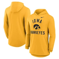 Men's Nike Gold Iowa Hawkeyes Classic Arch Tri-Blend Dri-FIT Long Sleeve Hoodie T-Shirt