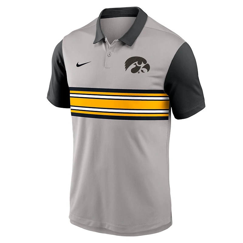 Men's Nike Gray/Black Iowa Hawkeyes Vapor Dri-FIT Polo
