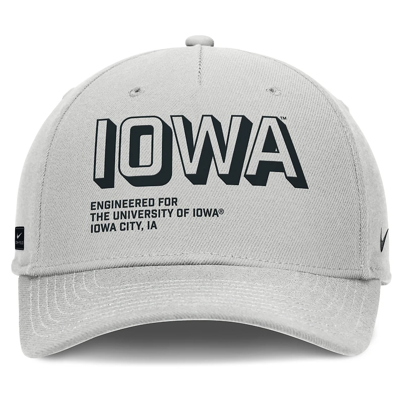 Men's Nike Gray Iowa Hawkeyes 2025 Sideline Dust Pinched Rise Adjustable Hat