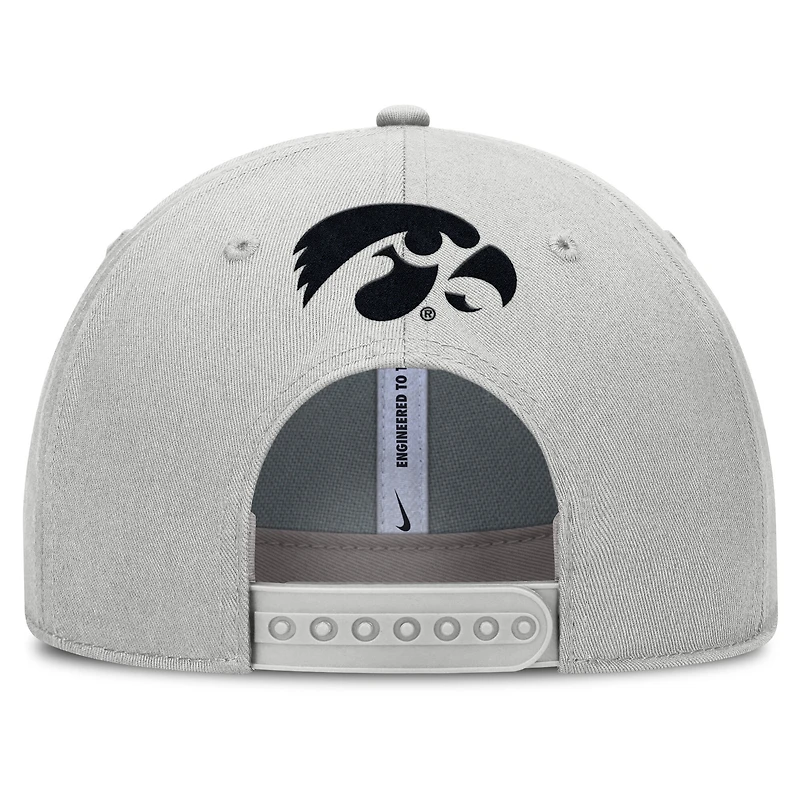 Men's Nike Gray Iowa Hawkeyes 2025 Sideline Dust Pinched Rise Adjustable Hat