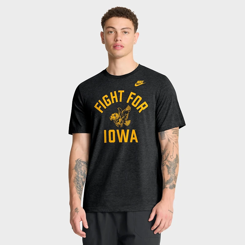 T-shirt Nike Heather Black Iowa Hawkeyes Legacy Mantra Tri-Blend pour homme
