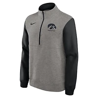 Men's Nike Heather Gray/Black Iowa Hawkeyes Club Fleece Half-Zip Pullover