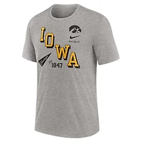 T-shirt à trois mélanges Nike pour hommes, gris chiné, Iowa Hawkeyes Blitz Roll Call