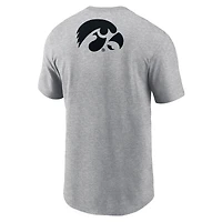 Men's Nike Heather Gray Iowa Hawkeyes Campus 2-Hit Primary Mascot T-Shirt