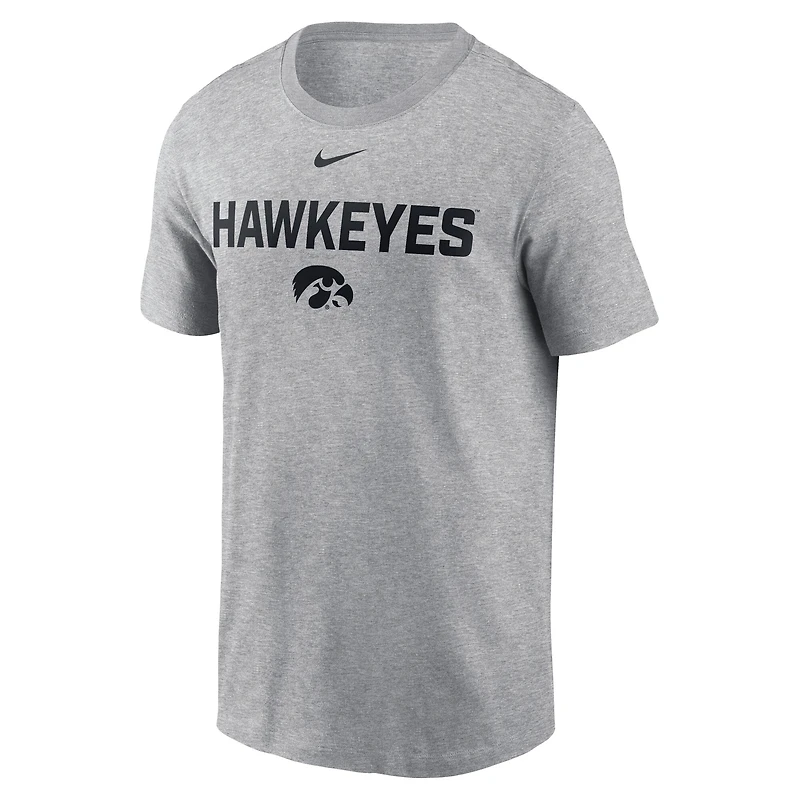 Men's Nike Heather Gray Iowa Hawkeyes Campus 2-Hit T-Shirt