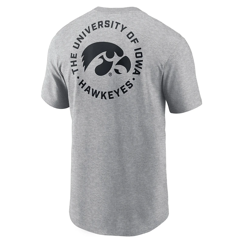 Men's Nike Heather Gray Iowa Hawkeyes Campus 2-Hit T-Shirt