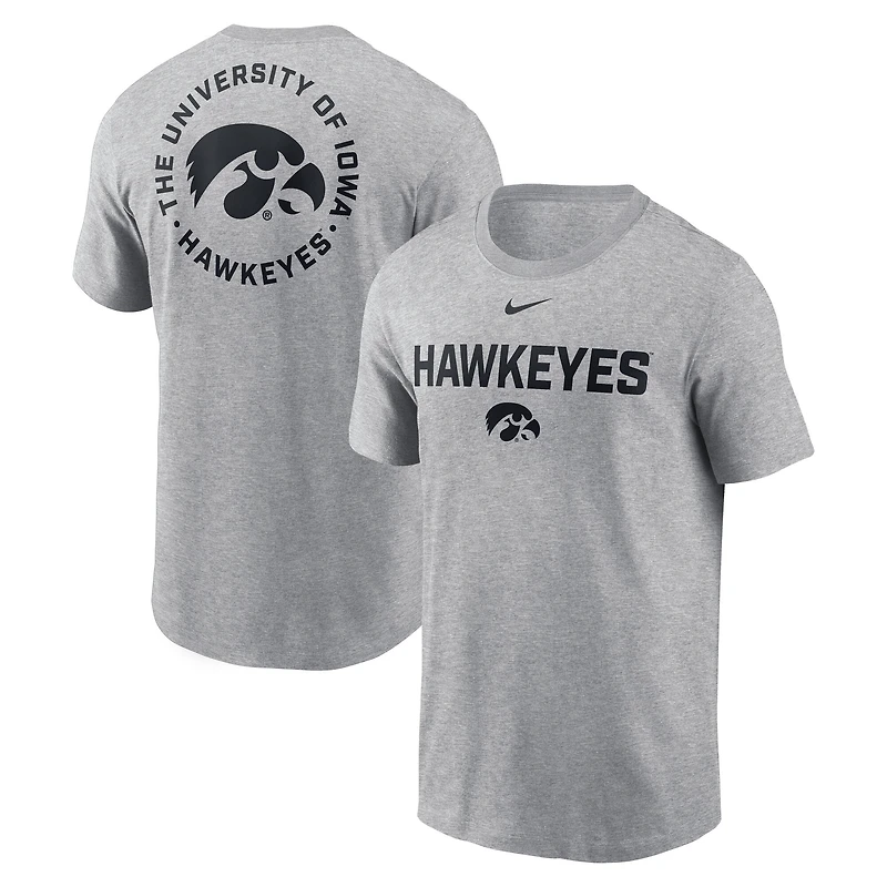 T-shirt Nike Campus 2-Hit gris chiné pour homme des Iowa Hawkeyes