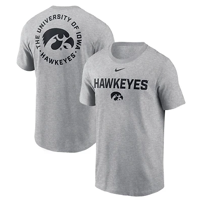T-shirt Nike Campus 2-Hit gris chiné pour homme des Iowa Hawkeyes