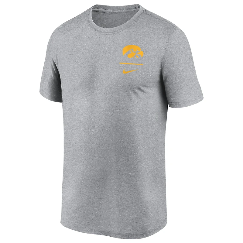 Men's Nike Heather Gray Iowa Hawkeyes Primary Logo Legend Performance T-Shirt
