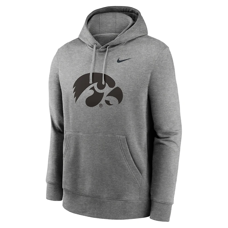 Sweat à capuche en polaire Primetime Club Iowa Hawkeyes gris chiné Nike pour homme