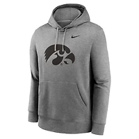 Sweat à capuche en polaire Primetime Club Iowa Hawkeyes gris chiné Nike pour homme