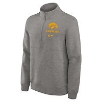 Men's Nike Heather Gray Iowa Hawkeyes Primetime Club Half-Zip Pullover