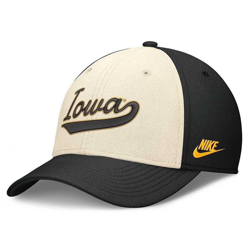 Men's Nike Natural/Black Iowa Hawkeyes Legacy Swooshflex Dri-FIT Hat