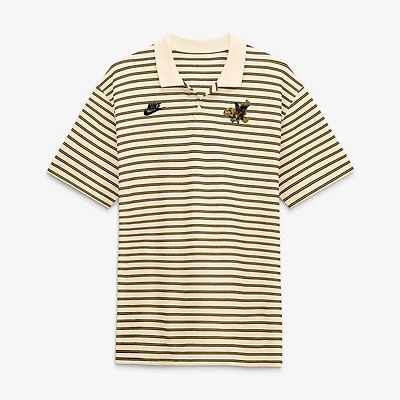 Men's Nike Natural/Black Iowa Hawkeyes Striped Primary Logo Dri-FIT Polo
