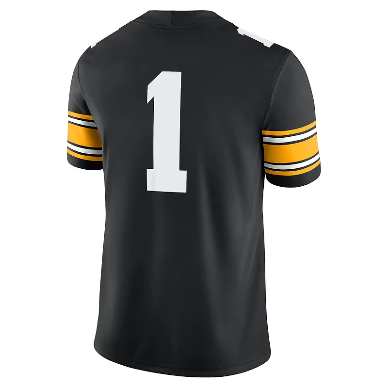 Maillot de match Nike #1 noir des Hawkeyes l'Iowa pour hommes
