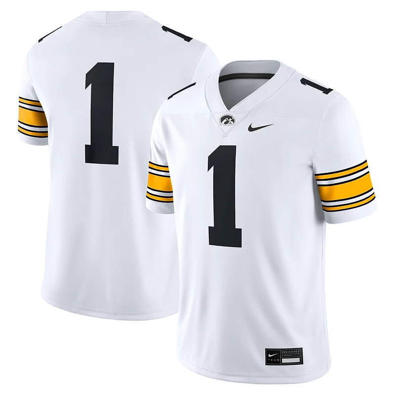 Maillot de match Nike n°1 blanc des Iowa Hawkeyes pour homme
