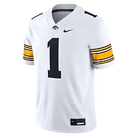 Men's Nike #1 White Iowa Hawkeyes Game Jersey