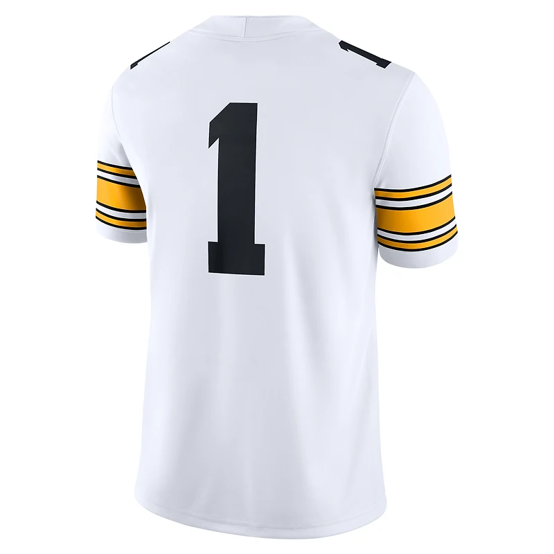 Maillot de match Nike n°1 blanc des Iowa Hawkeyes pour homme