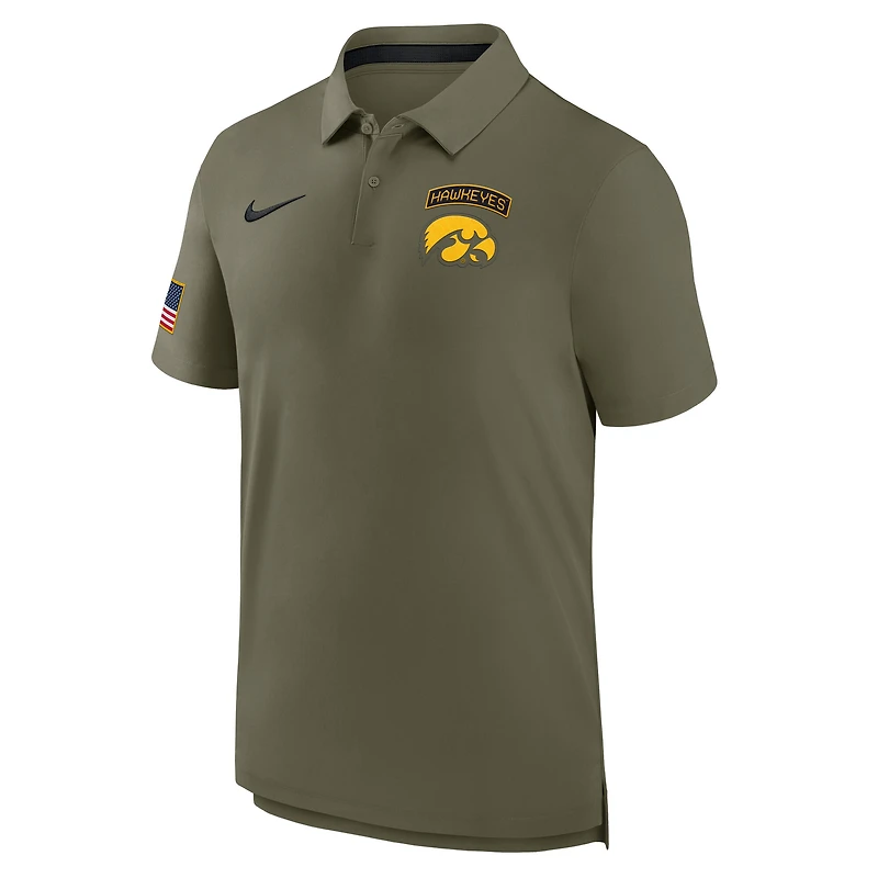 Polo Nike Olive Iowa Hawkeyes 2024 Military Appreciation Tour Performance pour homme