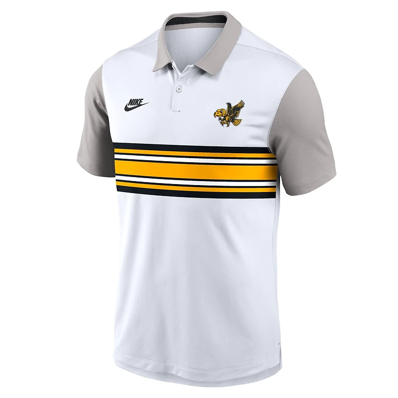 Men's Nike White/Gray Iowa Hawkeyes Athletic Prep Legacy Logo Vapor Dri-FIT Polo