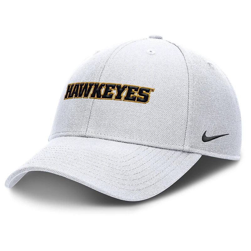 Men's Nike White Iowa Hawkeyes 2025 On-Field Rise Performance Adjustable Hat