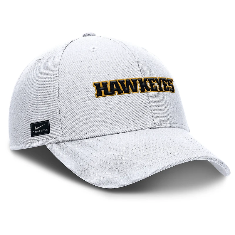 Men's Nike White Iowa Hawkeyes 2025 On-Field Rise Performance Adjustable Hat
