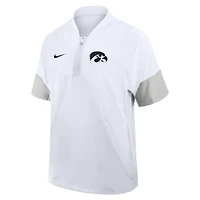 Men's Nike White Iowa Hawkeyes 2025 Sideline Short Sleeve Quarter-Zip Dri-FIT Coach Jacket