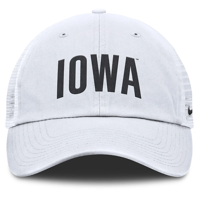 Men's Nike White Iowa Hawkeyes Club Campus Trucker Adjustable Hat