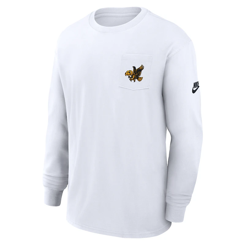 Men's Nike White Iowa Hawkeyes Legacy Max90 Pocket Long Sleeve T-Shirt