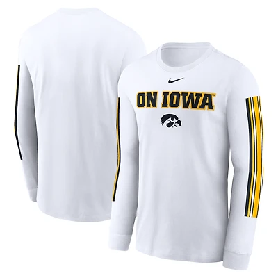 T-shirt Nike blanc à manches longues avec slogan Local Spirit des Iowa Hawkeyes pour hommes