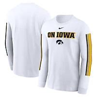 T-shirt Nike blanc à manches longues avec slogan Local Spirit des Iowa Hawkeyes pour hommes
