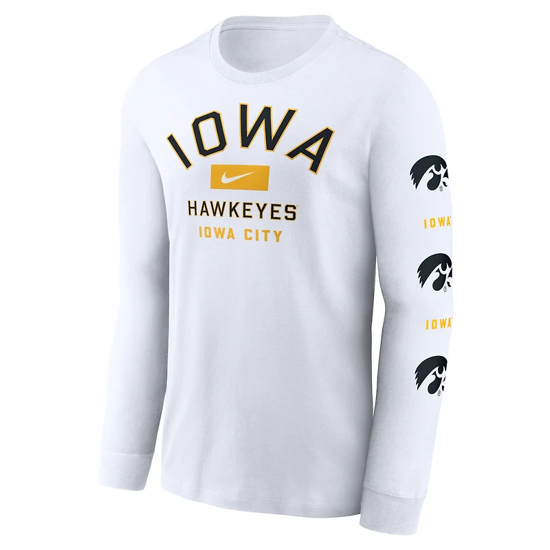 Men's Nike White Iowa Hawkeyes Primetime Classic Location Long Sleeve T-Shirt