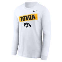 Men's Nike White Iowa Hawkeyes Two-Hit Classic Location Long Sleeve T-Shirt