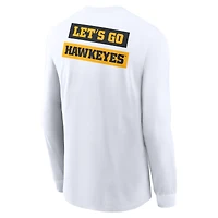 Men's Nike White Iowa Hawkeyes Two-Hit Classic Location Long Sleeve T-Shirt