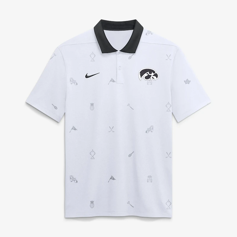 Men's Nike White Iowa Hawkeyes Vapor Pattern Dri-FIT Polo