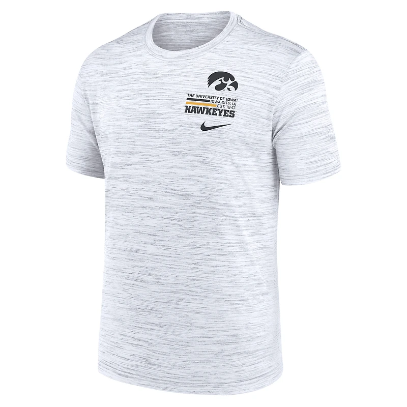 T-shirt Nike blanc Iowa Hawkeyes Velocity Stacked Performance pour homme