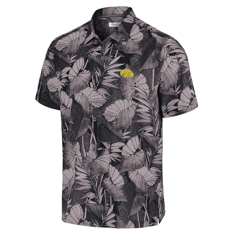 Men's Tommy Bahama Black Iowa Hawkeyes Coast Nuevo Fronds Button-Up Shirt