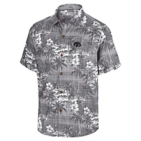 Men's Tommy Bahama Black Iowa Hawkeyes Coconut Point Palmetta IslandZone Camp Button-Up Shirt