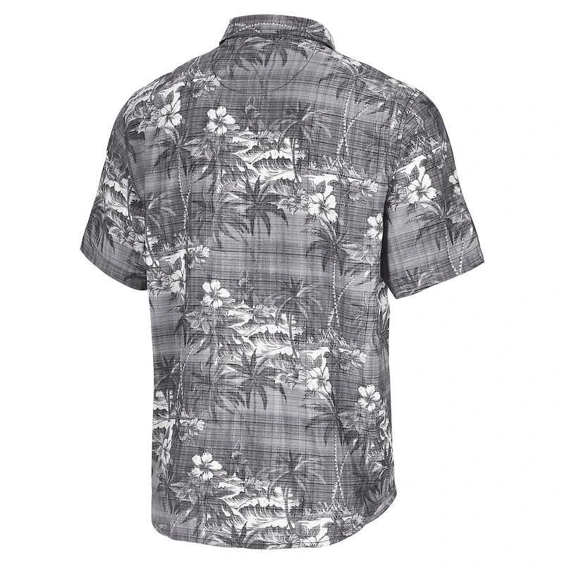 Men's Tommy Bahama Black Iowa Hawkeyes Coconut Point Palmetta IslandZone Camp Button-Up Shirt