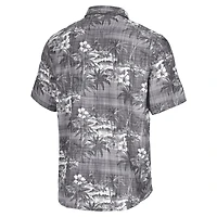 Men's Tommy Bahama Black Iowa Hawkeyes Coconut Point Palmetta IslandZone Camp Button-Up Shirt