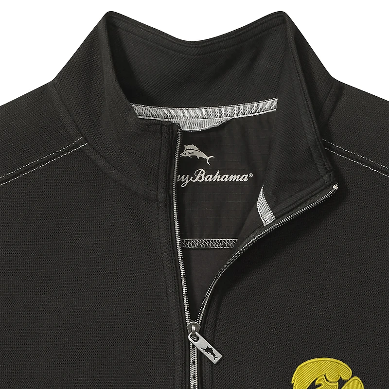 Men's Tommy Bahama Black Iowa Hawkeyes Montego Bay Half-Zip Jacket