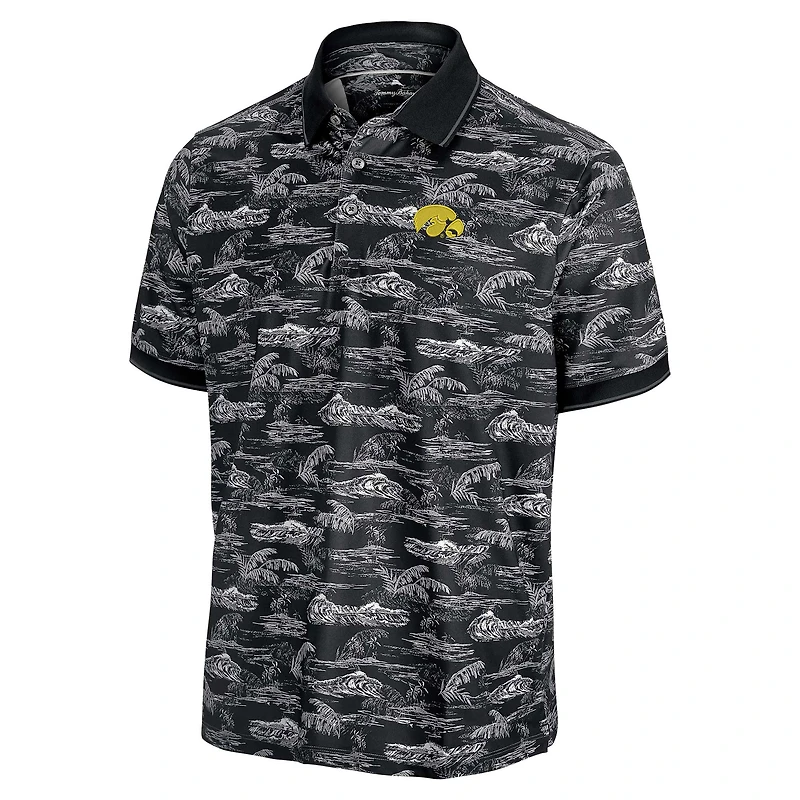 Polo Tommy Bahama noir pour homme, Iowa Hawkeyes Sport Bay View IslandZone