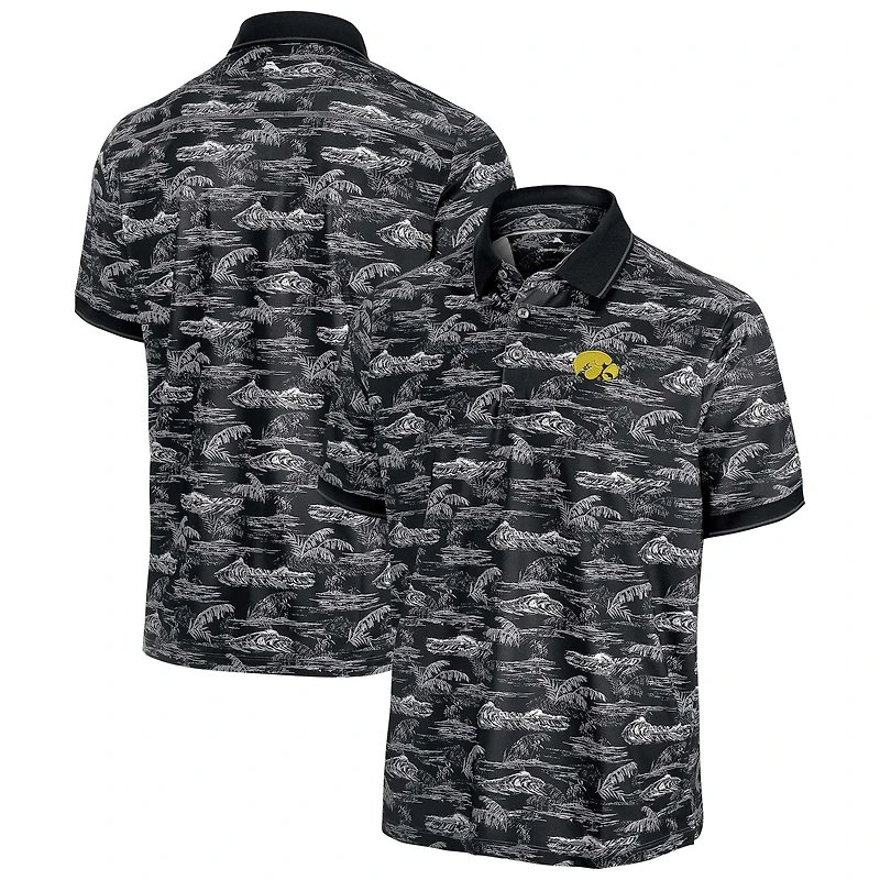 Polo Tommy Bahama noir pour homme, Iowa Hawkeyes Sport Bay View IslandZone