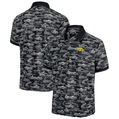 Polo Tommy Bahama noir pour homme, Iowa Hawkeyes Sport Bay View IslandZone